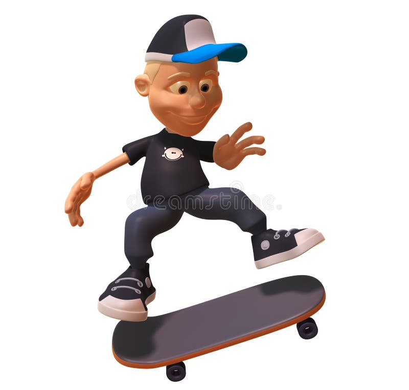 Cool Kid skateboarding, 3d generated picture. Cool Kid skateboarding, 3d generated picture