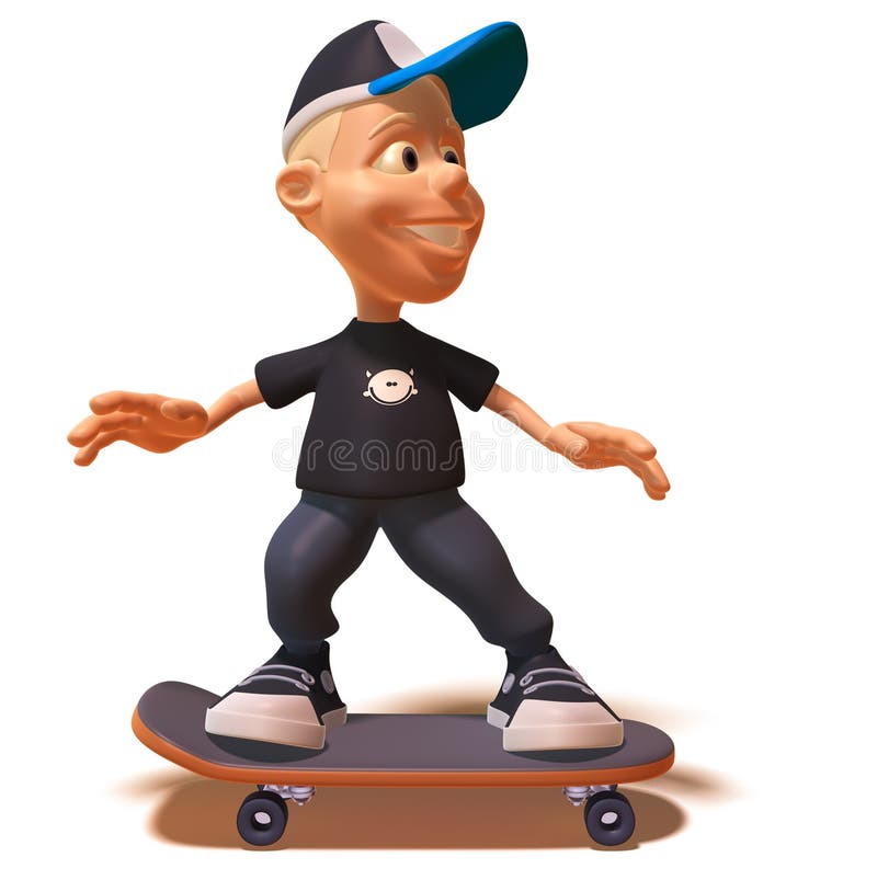 Cool Kid skateboarding, 3d generated picture. Cool Kid skateboarding, 3d generated picture