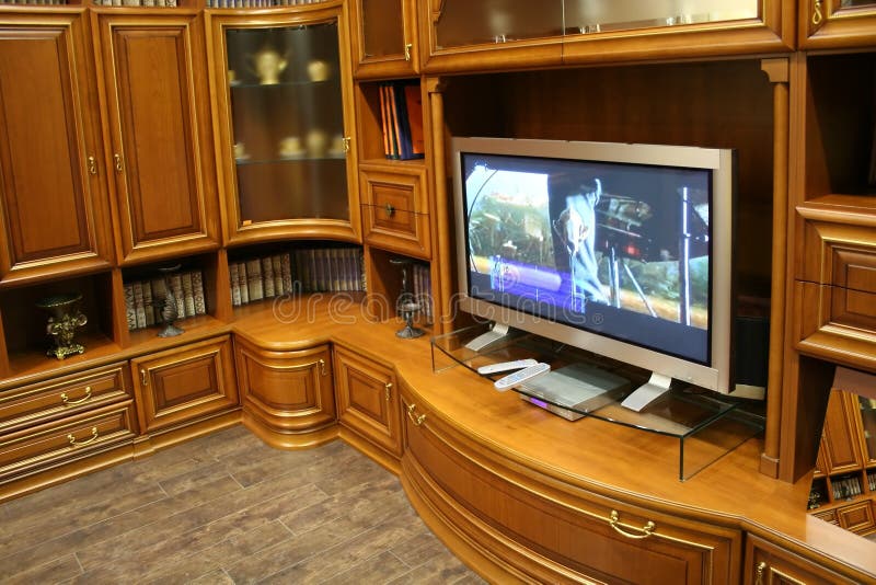 Het meubilair van TV en van de muur stock foto Het meubilair van TV en van de muur stock foto