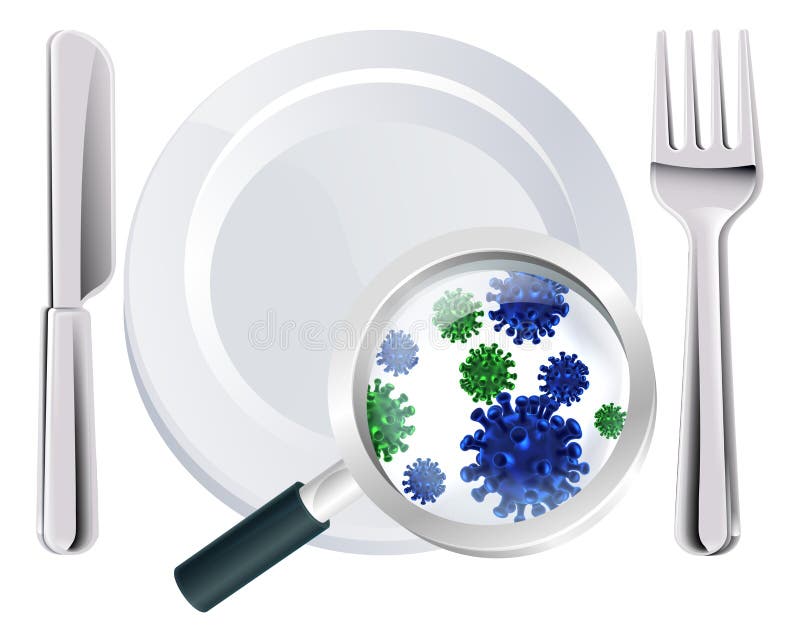 Het microscopische concept van het bacteriënbestek vector illustratie Het microscopische concept van het bacteriënbestek vector illustratie