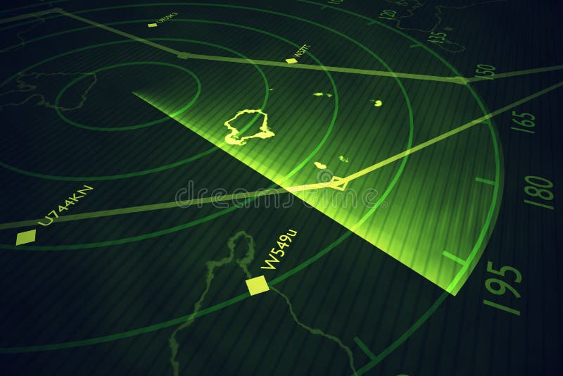 Het militaire radarscherm tast luchtverkeer af 3D teruggegeven illustratie