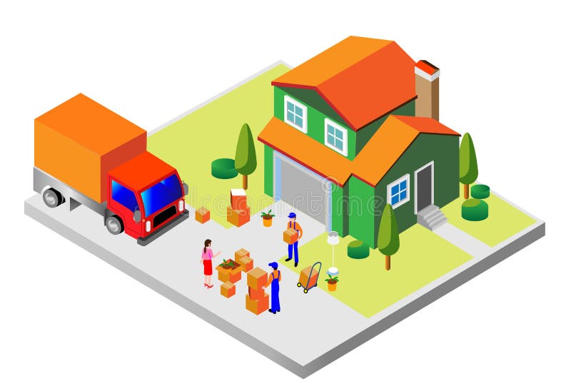 Het minimale moderne concept voor bedrijven nam in vervoer van goederen voor de bevolking in dienst Isometrische Vectorillustrati royalty-vrije illustratie Het minimale moderne concept voor bedrijven nam in vervoer van goederen voor de bevolking in dienst Isometrische Vectorillustrati royalty-vrije illustratie