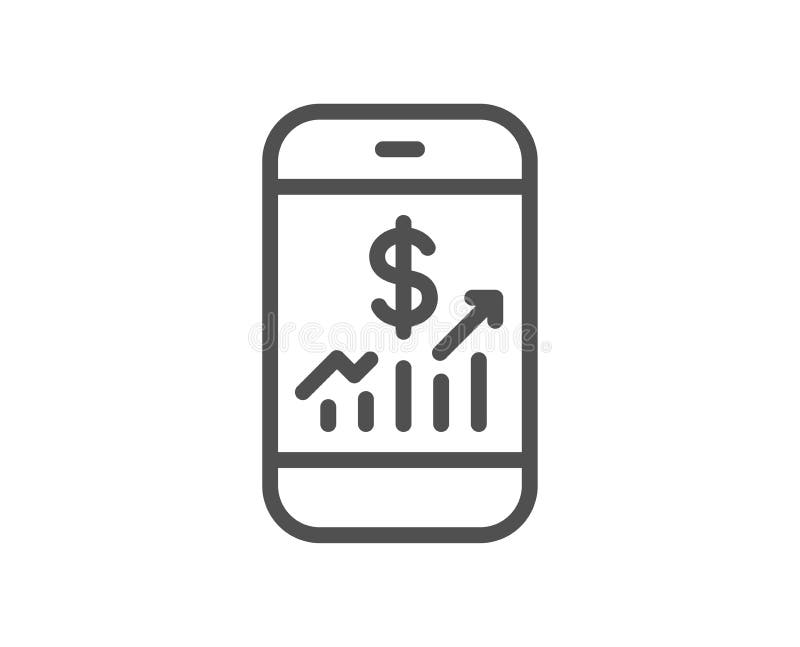 Het mobiele pictogram van de financiënlijn Bedrijfscontroleteken vector illustratie Het mobiele pictogram van de financiënlijn Bedrijfscontroleteken vector illustratie