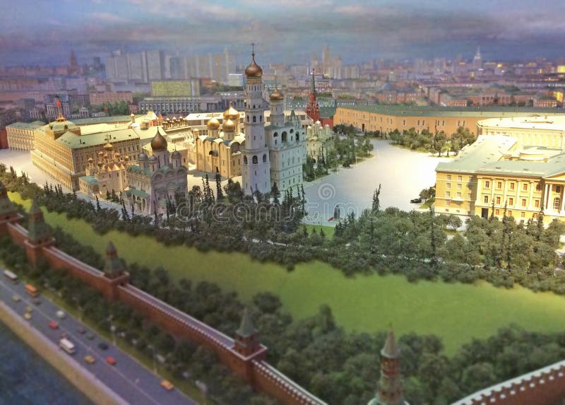 Het model van Moskou het Kremlin in het hotel van Radisson de Oekraïne stock fotografie Het model van Moskou het Kremlin in het hotel van Radisson de Oekraïne stock fotografie