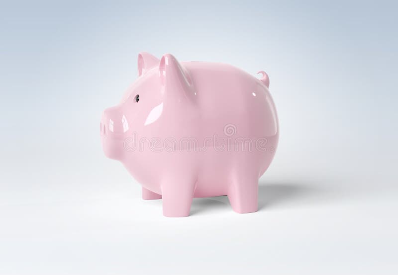 Het model van het spaarvarken bij het witte 3D teruggeven wordt geïsoleerd die stock illustratie Het model van het spaarvarken bij het witte 3D teruggeven wordt geïsoleerd die stock illustratie