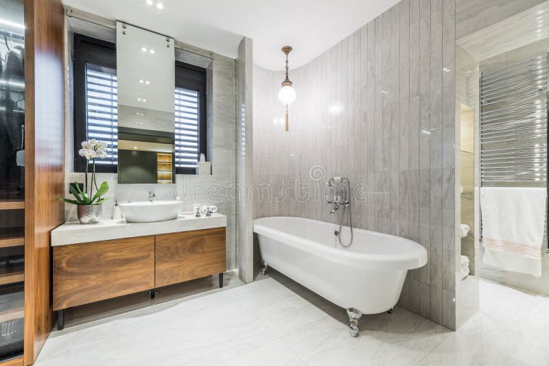 Het moderne binnenland van de Badkamers stock afbeeldingen Het moderne binnenland van de Badkamers stock afbeeldingen