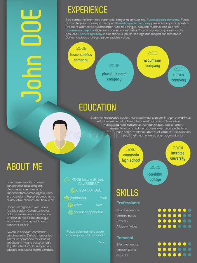 Het moderne curriculum vitae hervat malplaatje met lint stock illustratie Het moderne curriculum vitae hervat malplaatje met lint stock illustratie