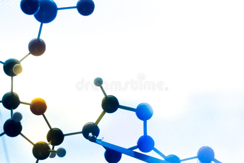 Het moleculaire, model van DNA en van het atoom in het laboratorium van het wetenschapsonderzoek stock foto's Het moleculaire, model van DNA en van het atoom in het laboratorium van het wetenschapsonderzoek stock foto's