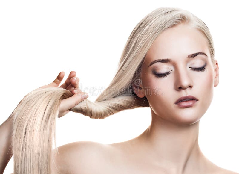 Het mooie Meisje van de Blonde. Gezond Lang Haar royalty-vrije stock fotografie Het mooie Meisje van de Blonde. Gezond Lang Haar royalty-vrije stock fotografie