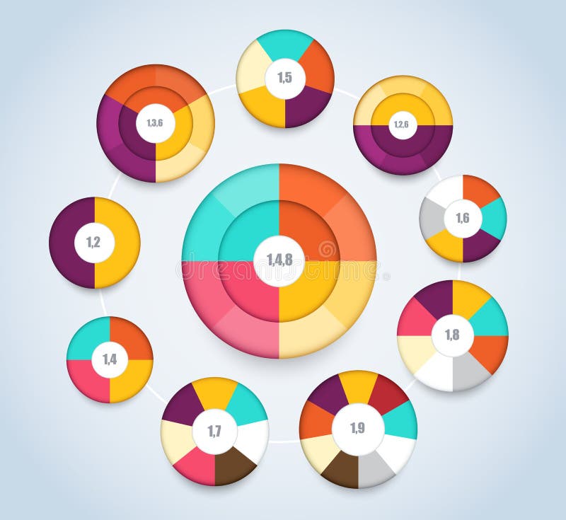 Het multimalplaatje van het niveaucirkeldiagram voor presentatie Vector vector illustratie Het multimalplaatje van het niveaucirkeldiagram voor presentatie Vector vector illustratie