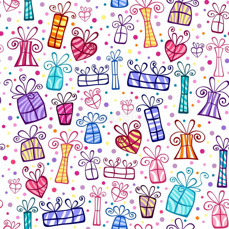 Het naadloze ornament van giftdozen stock illustratie Het naadloze ornament van giftdozen stock illustratie