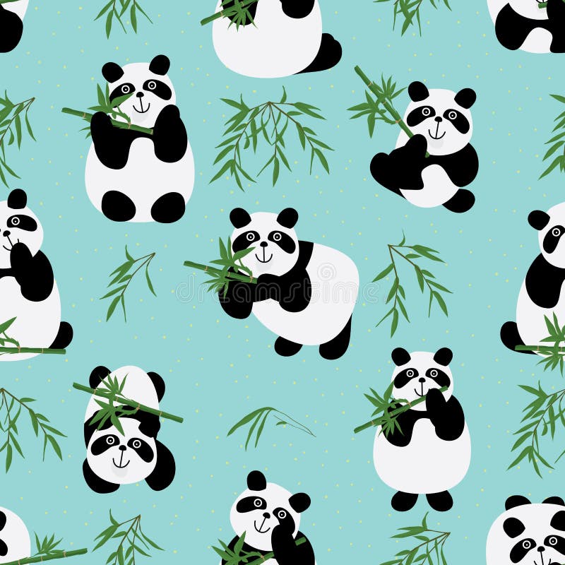Het naadloze patroon van de pandafamilie stock illustratie Het naadloze patroon van de pandafamilie stock illustratie