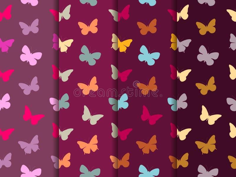 Het naadloze patroon van de vlinder Reeks naadloze patronen Veelkleurige vlinders stock illustratie Het naadloze patroon van de vlinder Reeks naadloze patronen Veelkleurige vlinders stock illustratie