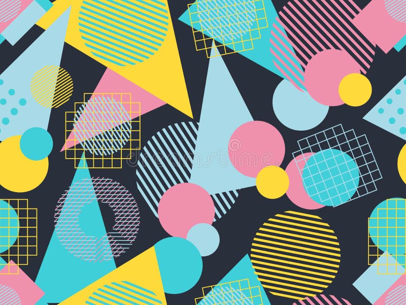 Het naadloze patroon van Memphis Geometrische elementen Memphis in de stijl van 80 ` s Vector vector illustratie Het naadloze patroon van Memphis Geometrische elementen Memphis in de stijl van 80 ` s Vector vector illustratie