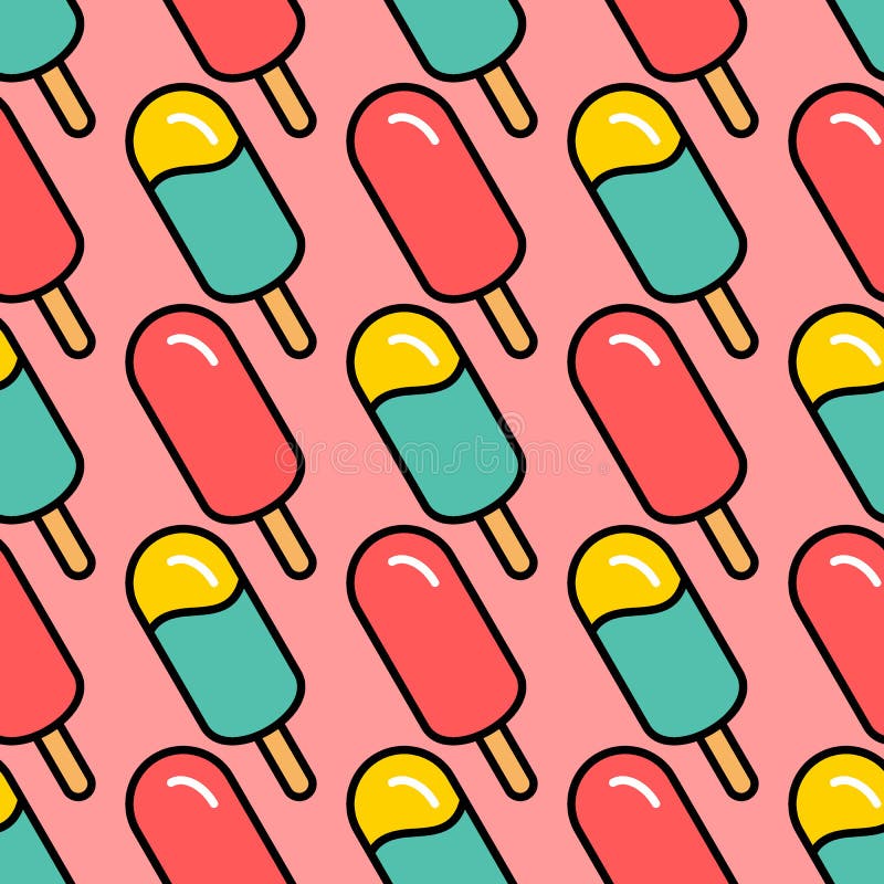 Het naadloze patroon van het roomijs Leuke kleurrijke ijslolly op roze achtergrond royalty-vrije illustratie Het naadloze patroon van het roomijs Leuke kleurrijke ijslolly op roze achtergrond royalty-vrije illustratie