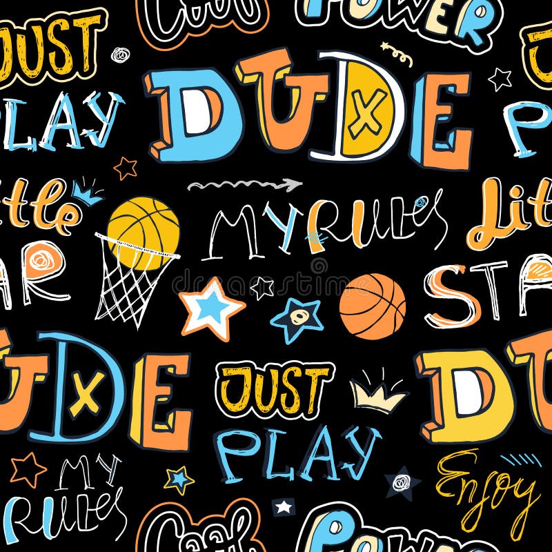 Het naadloze patroon van het schetsbasketbal voor jongens royalty-vrije illustratie Het naadloze patroon van het schetsbasketbal voor jongens royalty-vrije illustratie