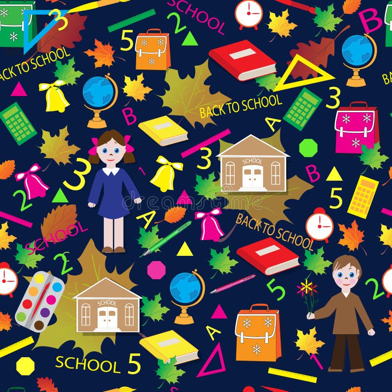 Het naadloze patroon van schoolkinderen royalty-vrije illustratie Het naadloze patroon van schoolkinderen royalty-vrije illustratie