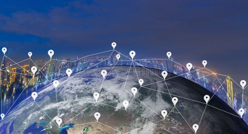 Het netwerktechnologie van de wereldkaart van Aarde digitale kaart van Elementen van dit die beeld door NASA wordt geleverd stock afbeelding Het netwerktechnologie van de wereldkaart van Aarde digitale kaart van Elementen van dit die beeld door NASA wordt geleverd stock afbeelding