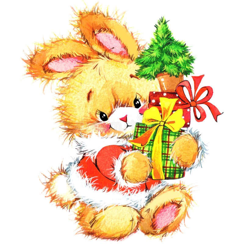 Het nieuwe konijntje van jaarsanta claus en Kerstmisachtergrond vector illustratie Het nieuwe konijntje van jaarsanta claus en Kerstmisachtergrond vector illustratie