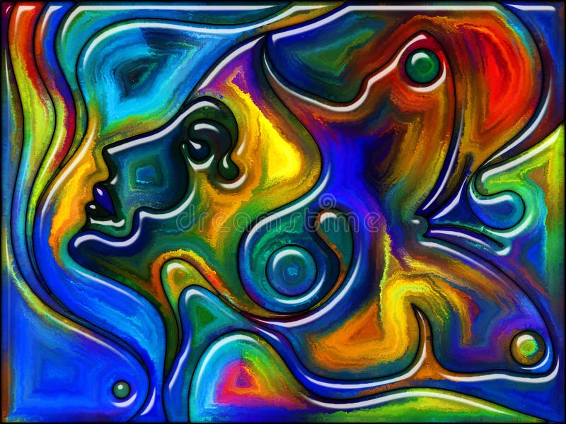 Self and Being series. Interplay of human figure, curves and colors on the subject of dream, mind, art and human existence. Self and Being series. Interplay of human figure, curves and colors on the subject of dream, mind, art and human existence