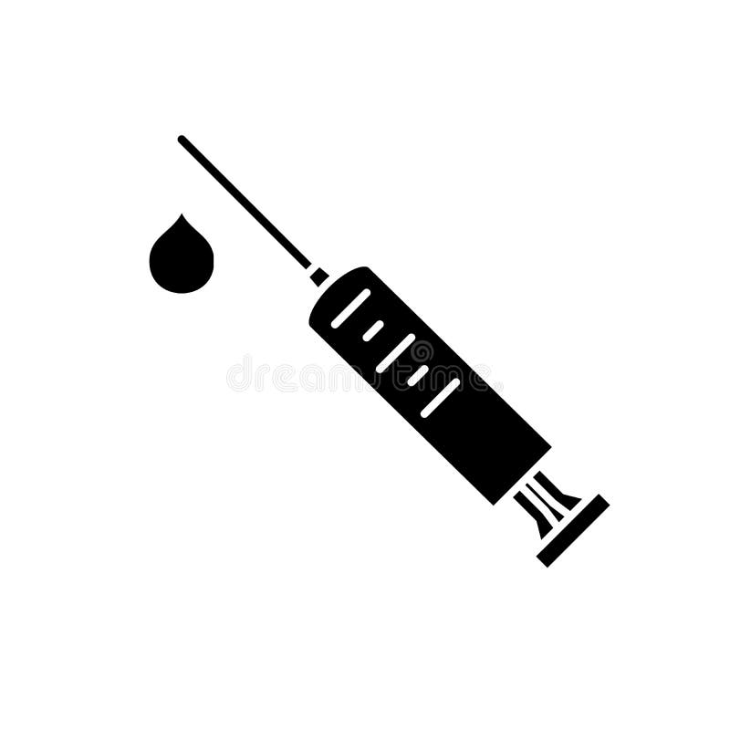 Het ontvangen van injecties zwart pictogram, vectorteken op geïsoleerde achtergrond Het ontvangen van het symbool van het injecti royalty-vrije illustratie Het ontvangen van injecties zwart pictogram, vectorteken op geïsoleerde achtergrond Het ontvangen van het symbool van het injecti royalty-vrije illustratie