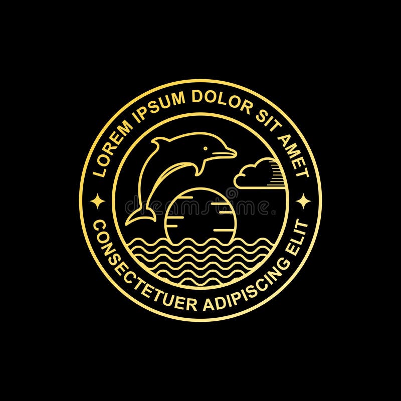 Het ontwerp van het de dolfijnembleem van de lijnkunst stock illustratie Het ontwerp van het de dolfijnembleem van de lijnkunst stock illustratie