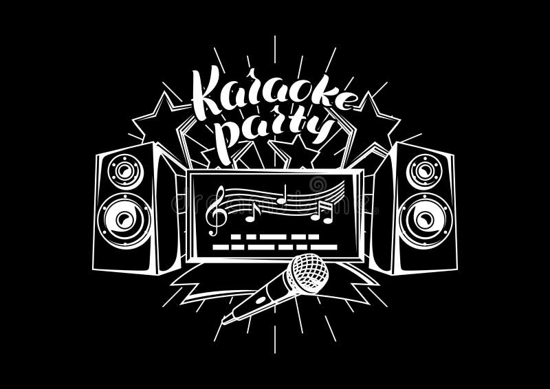 Het ontwerp van de karaokepartij De achtergrond van de muziekgebeurtenis Illustratie in retro stijl