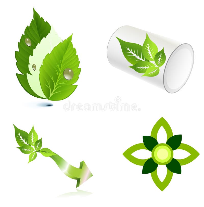 Het ontwerp van het het embleempictogram van de bladerenecologie vector illustratie Het ontwerp van het het embleempictogram van de bladerenecologie vector illustratie