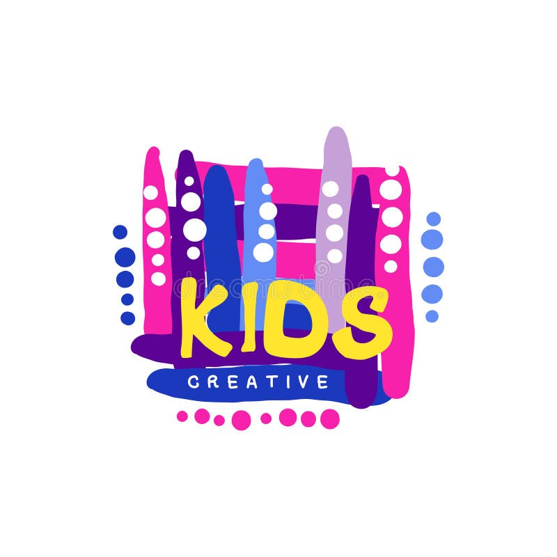Het ontwerpmalplaatje van het jonge geitjes creatief kleurrijk embleem, hand getrokken etiketten en kentekens voor jonge geitjesc royalty-vrije illustratie Het ontwerpmalplaatje van het jonge geitjes creatief kleurrijk embleem, hand getrokken etiketten en kentekens voor jonge geitjesc royalty-vrije illustratie