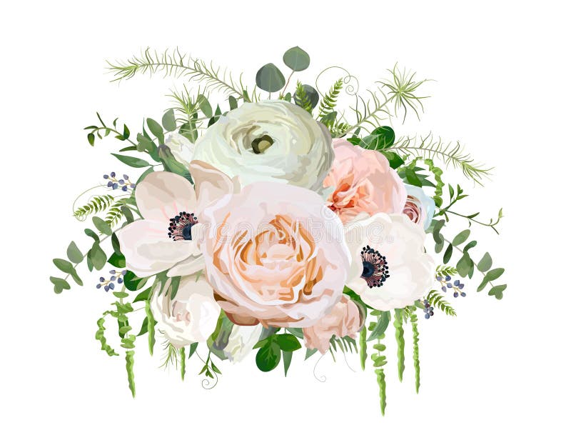 Het ontwerpobjecten van het bloemboeket vectorelement Perzik roze tuin R