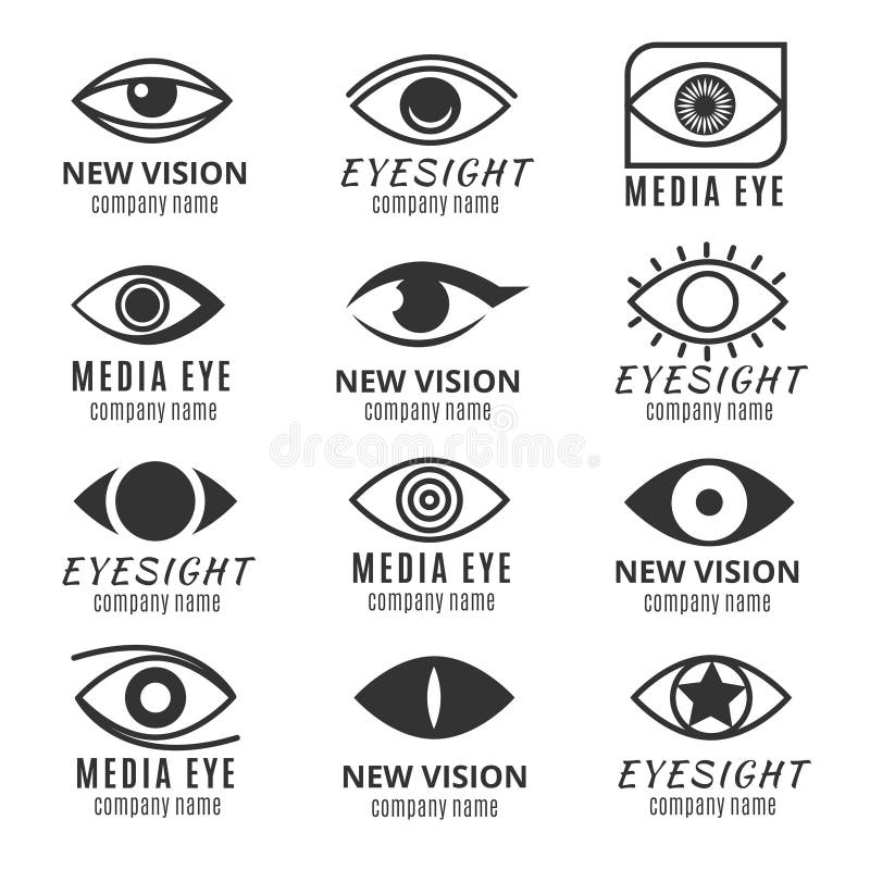 Het oog, ziet, visiemedia emblemen vectorreeks vector illustratie Het oog, ziet, visiemedia emblemen vectorreeks vector illustratie