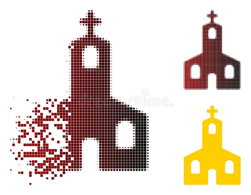 Het oplossen Pixelated Halftone Christian Church Icon vector illustratie