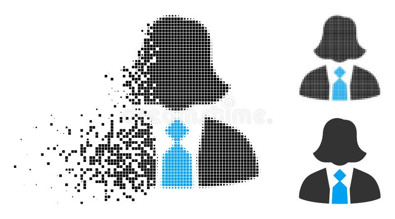 Het oplossen van Halftone Dame Manager Icon van Pixelated royalty-vrije illustratie
