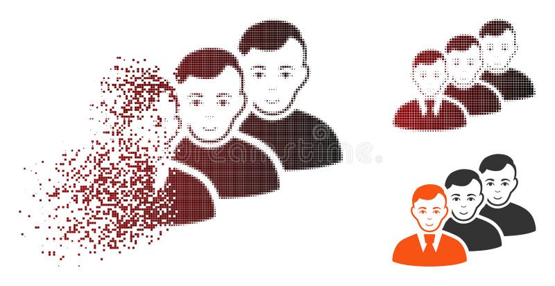 Het oplossende Pictogram van de de Mensenrij van Pixelated Halftone royalty-vrije illustratie