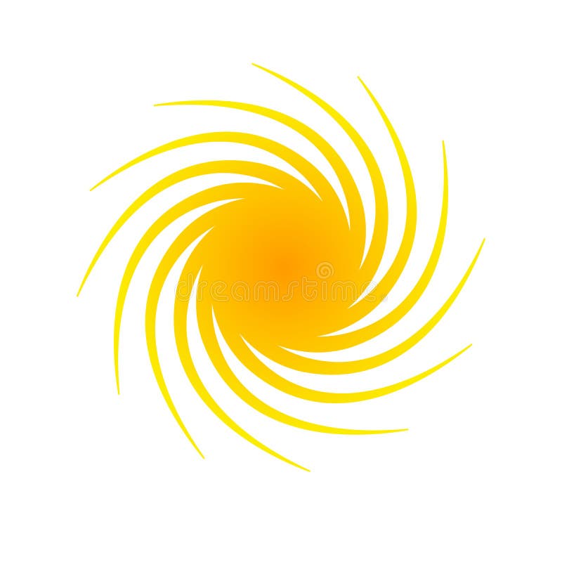 Het oranje abstracte Element van de cirkelbanner voor ontwerp in de vorm van de zon met spiraalvormig stralen halftone Decoratief vector illustratie Het oranje abstracte Element van de cirkelbanner voor ontwerp in de vorm van de zon met spiraalvormig stralen halftone Decoratief vector illustratie