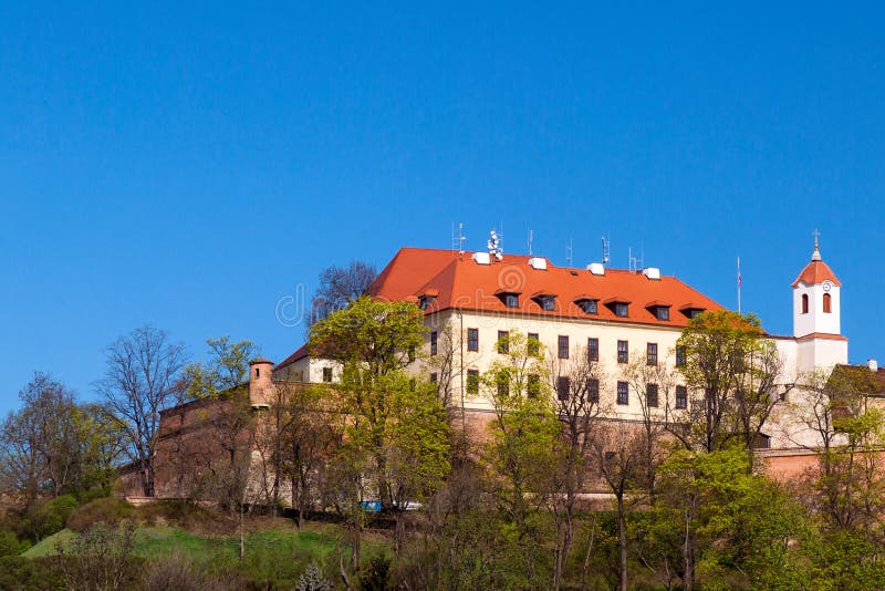 Het oude historische kasteel Spilberk in Brno, Tsjechië royalty-vrije stock foto
