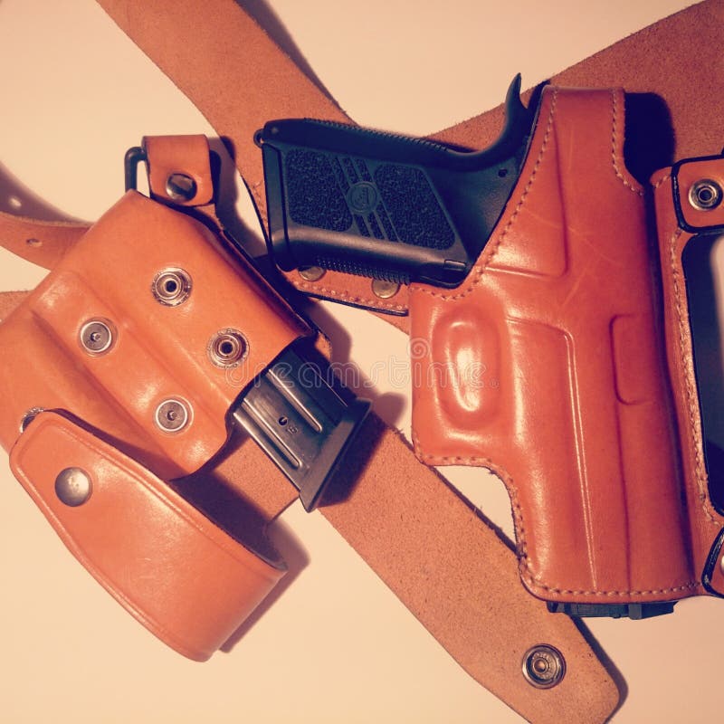 Het oude holster van het schoolkanon stock foto Het oude holster van het schoolkanon stock foto