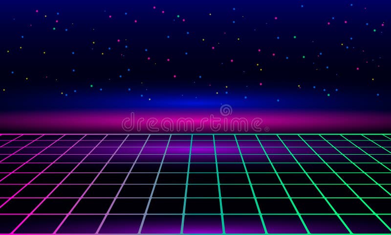 Het oude neonraster van de jaren 80 en 90. banner voor het drukken van nachtelijke disco's