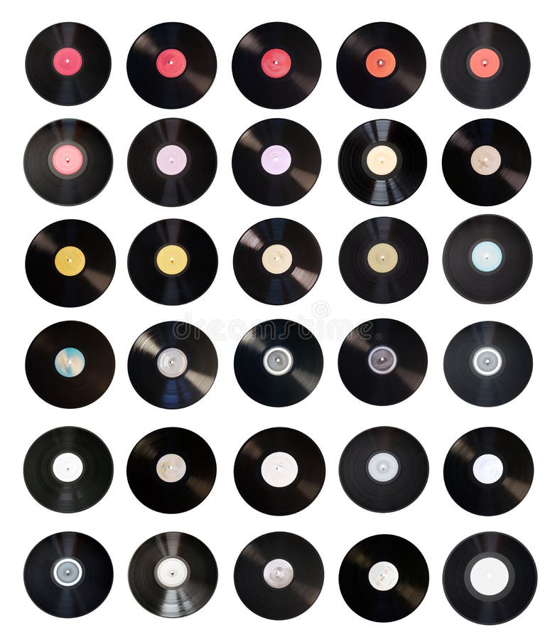 Old vinyl records collection isolated on white background with clipping path. Old vinyl records collection isolated on white background with clipping path