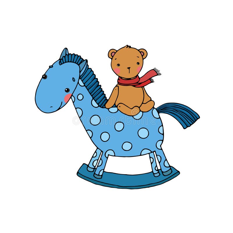 Het paard en draagt Jonge geitjesspeelgoed vector illustratie Het paard en draagt Jonge geitjesspeelgoed vector illustratie