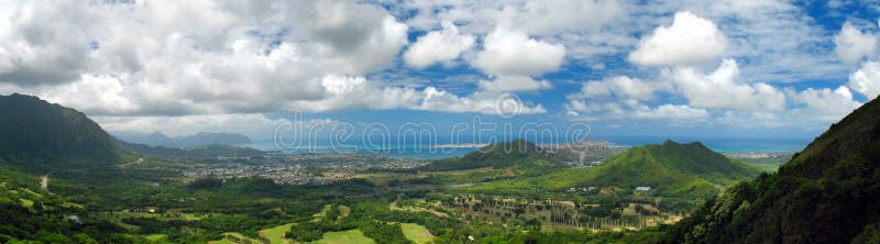 Het Panorama van Kaneohe stock foto Het Panorama van Kaneohe stock foto