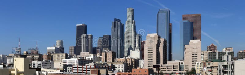 Het panorama van Los Angeles stock afbeeldingen Het panorama van Los Angeles stock afbeeldingen