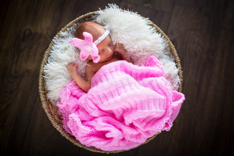 Het pasgeboren portret van het babymeisje stock fotografie Het pasgeboren portret van het babymeisje stock fotografie