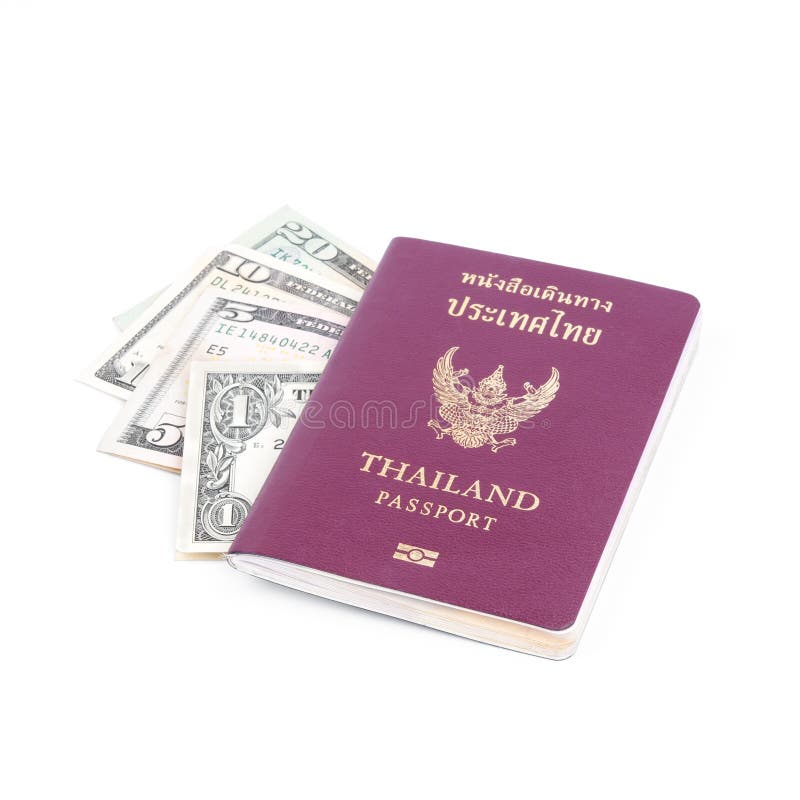 Het paspoort en Dollar de V.S. van Thailand royalty-vrije stock foto Het paspoort en Dollar de V.S. van Thailand royalty-vrije stock foto