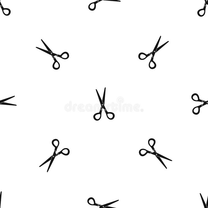 Het patroon naadloze zwarte van de kantoorbehoeftenschaar vector illustratie Het patroon naadloze zwarte van de kantoorbehoeftenschaar vector illustratie