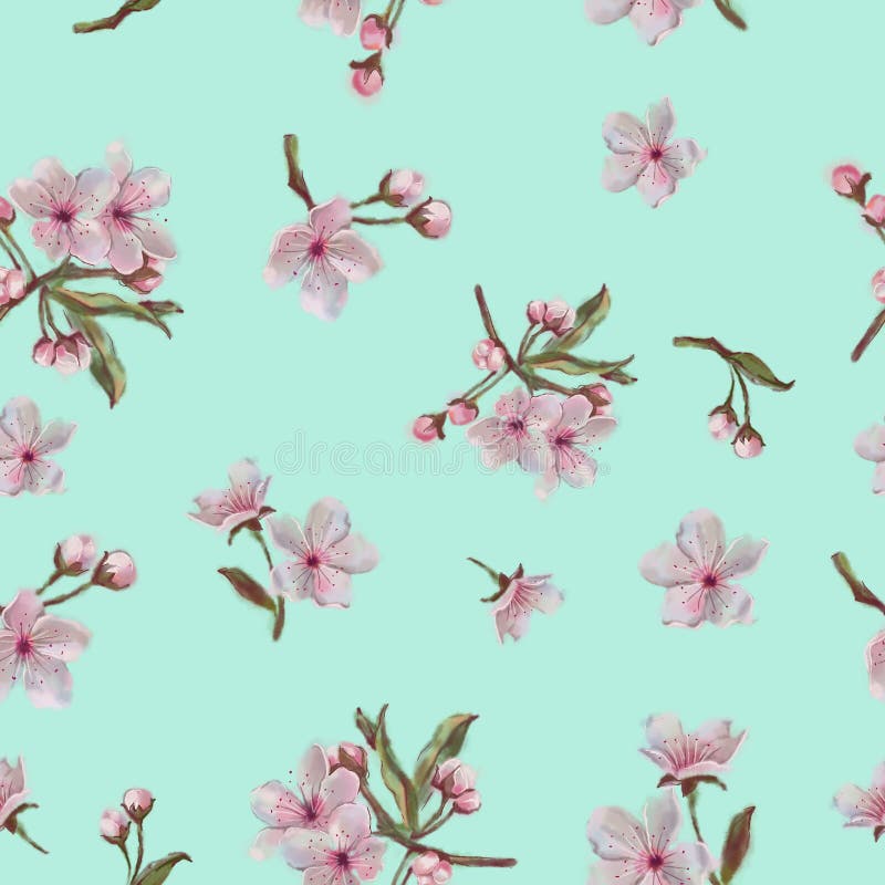 Het patroon van de de lentebloem Muntachtergrond Voor Achtergrond, Druk, Ontwerp en Textiel stock foto's Het patroon van de de lentebloem Muntachtergrond Voor Achtergrond, Druk, Ontwerp en Textiel stock foto's
