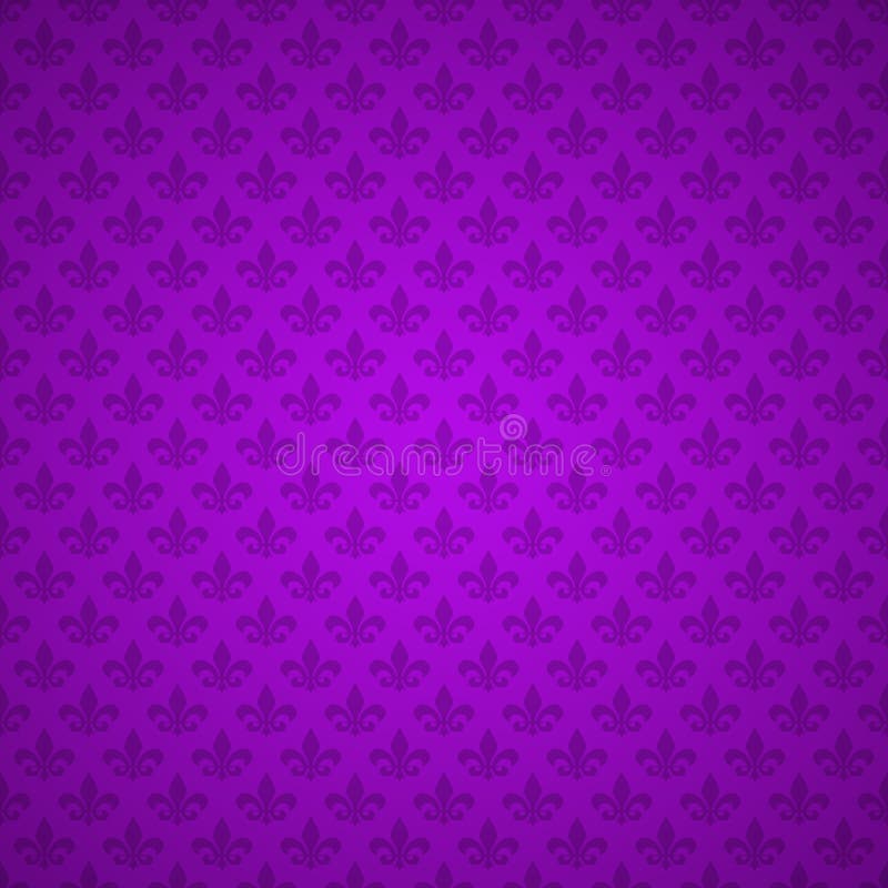 Het patroon van DE lis van Fleur Achtergrond, Textuur Purpere Heraldische lelie Mardi Gras Carnival Naadloos patroon Vector stock illustratie Het patroon van DE lis van Fleur Achtergrond, Textuur Purpere Heraldische lelie Mardi Gras Carnival Naadloos patroon Vector stock illustratie