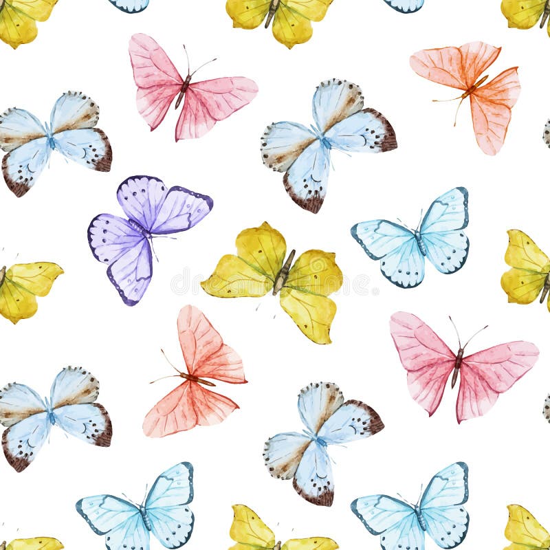 Het patroon van de waterverfvlinder stock illustratie Het patroon van de waterverfvlinder stock illustratie