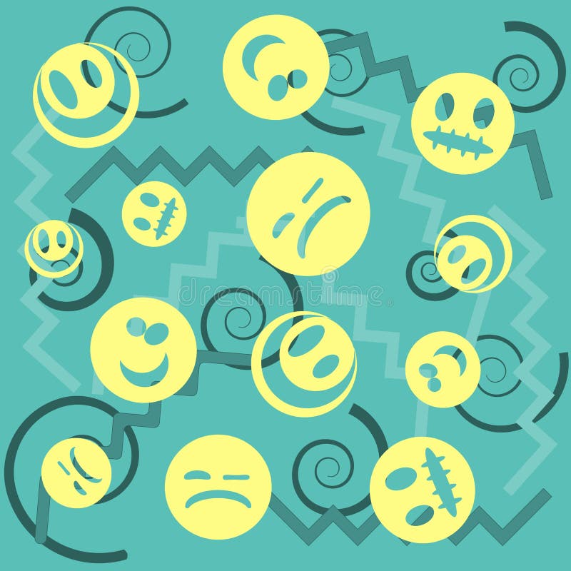 Het patroon van het glimlachgezicht met kleurrijke smileys voor textielachtergrond De achtergrond van het glimlachenpictogram Ont stock illustratie Het patroon van het glimlachgezicht met kleurrijke smileys voor textielachtergrond De achtergrond van het glimlachenpictogram Ont stock illustratie