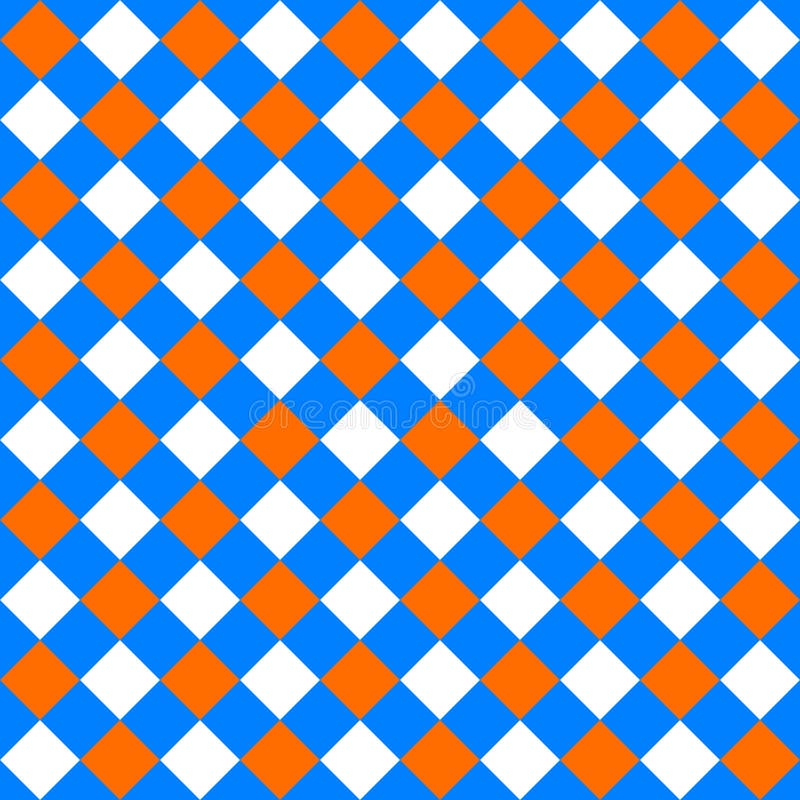 Het patroonsinaasappel en blauw van de lijst diagonale doek naadloze